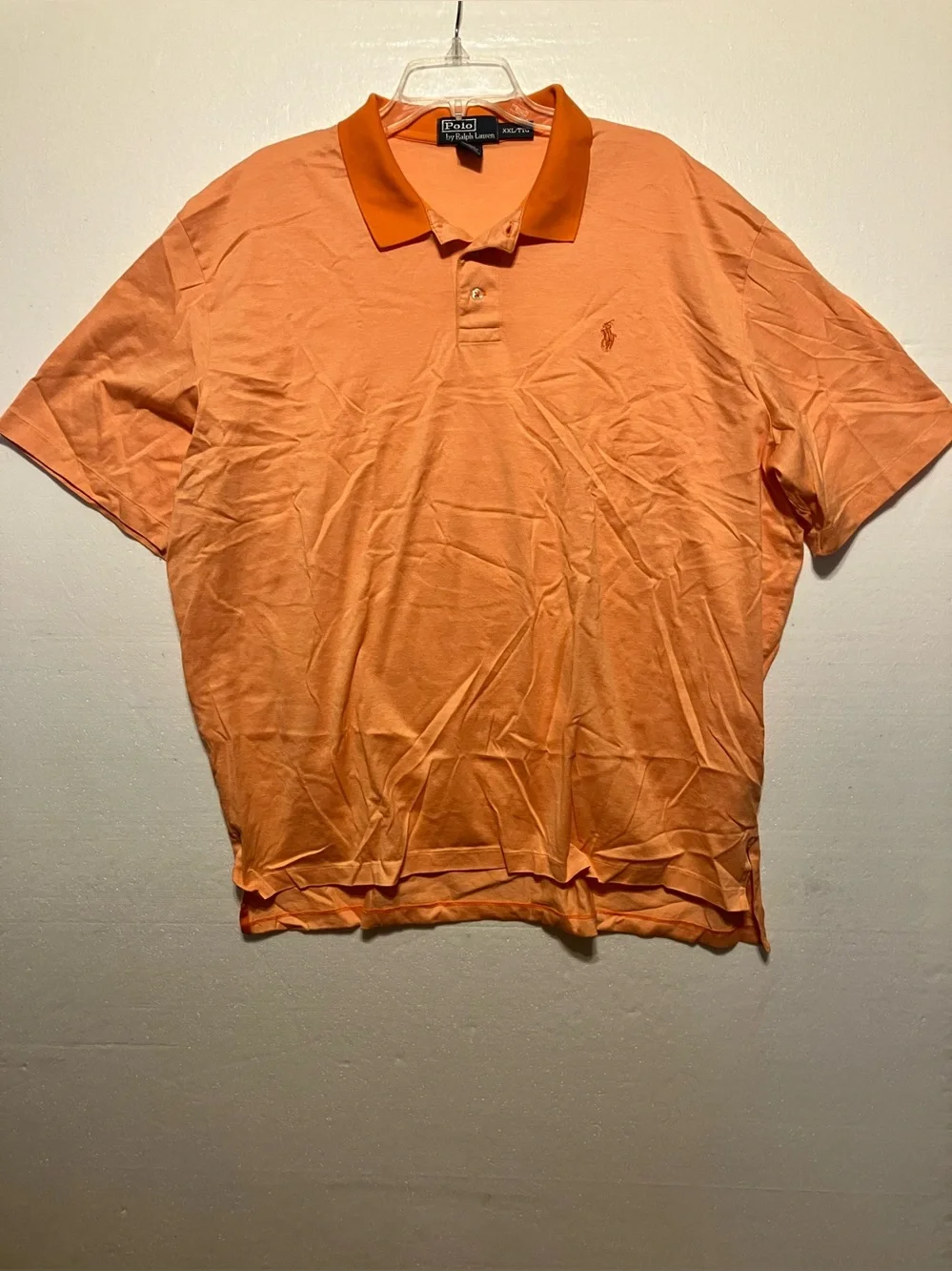 Ralph Lauren XXL Men’s Orange Pima Cotton Short-Sleeve Polo with Contrast Collar